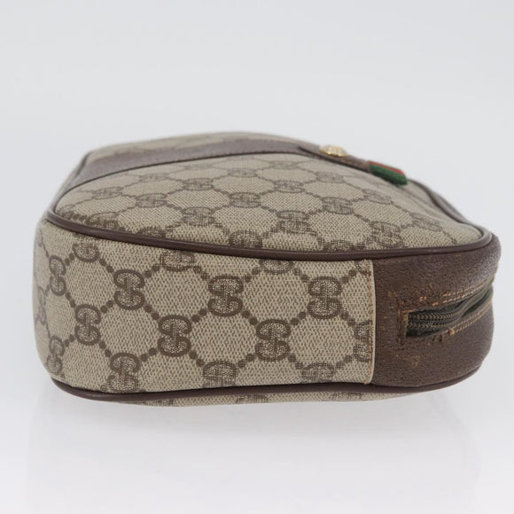 GUCCI GG Supreme Web Sherry Line Bag PVC Beige Gold 156 01 034 Auth AMZ358
