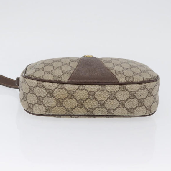 GUCCI GG Supreme Web Sherry Line Bag PVC Beige Gold 156 01 034 Auth AMZ358