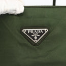 PRADA Hand Bag Nylon Khaki Silver Auth AMZ362-14