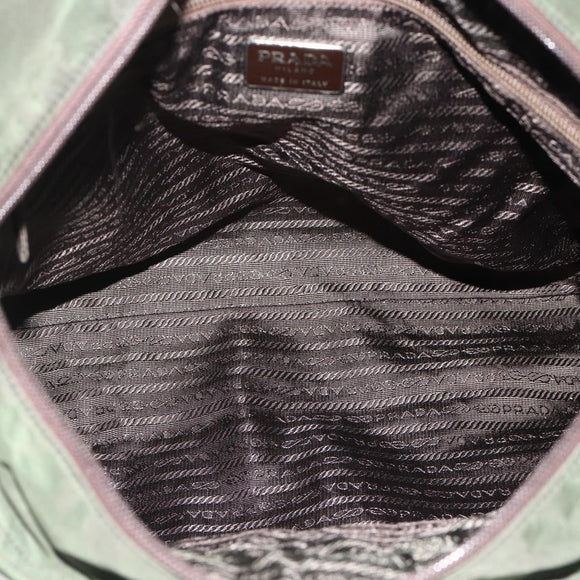PRADA Hand Bag Nylon Khaki Silver Auth AMZ362