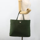 PRADA Hand Bag Nylon Khaki Silver Auth AMZ362-24