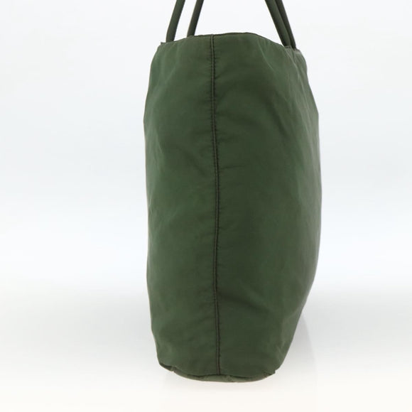 PRADA Hand Bag Nylon Khaki Silver Auth AMZ362
