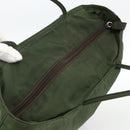 PRADA Hand Bag Nylon Khaki Silver Auth AMZ362-6