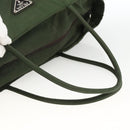 PRADA Hand Bag Nylon Khaki Silver Auth AMZ362-7