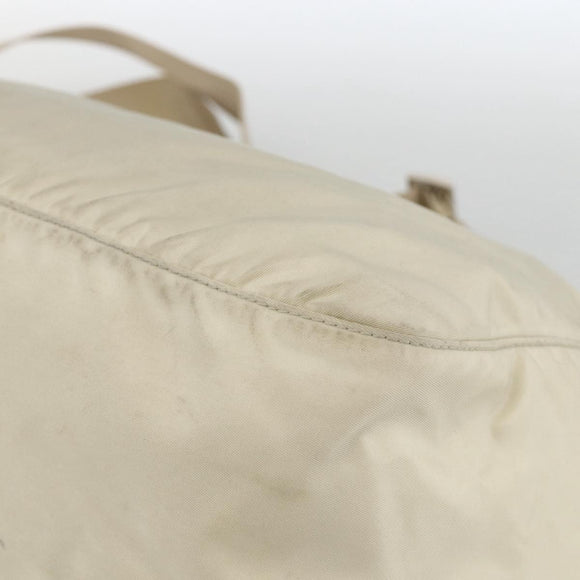 PRADA Shoulder Bag Nylon Beige Silver Auth AMZ363