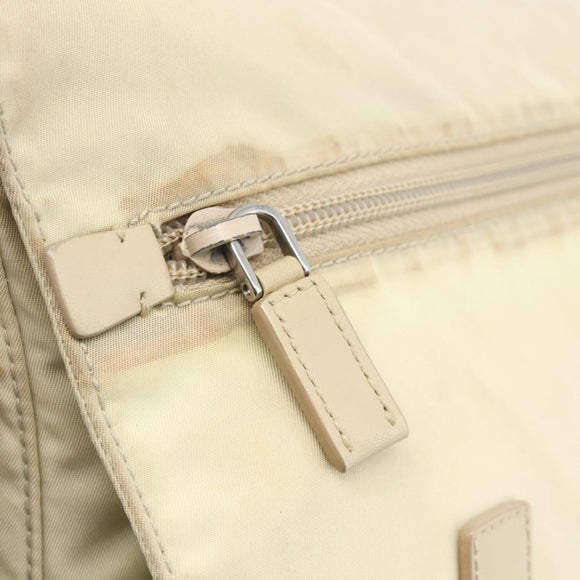 PRADA Shoulder Bag Nylon Beige Silver Auth AMZ363