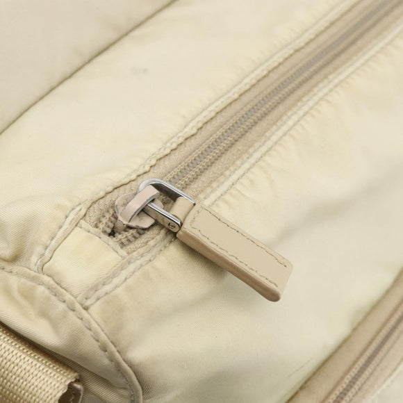 PRADA Shoulder Bag Nylon Beige Silver Auth AMZ363