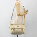 PRADA Shoulder Bag Nylon Beige Silver Auth AMZ363-28
