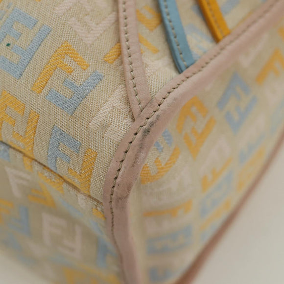 FENDI Zucchino Canvas Hand Bag Pink Gold Auth AMZ369A