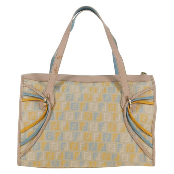 FENDI Zucchino Canvas Hand Bag Pink Gold Auth AMZ369A