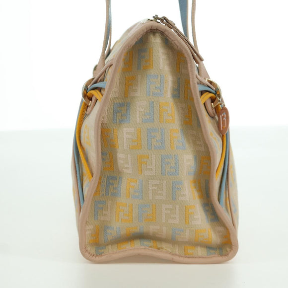 FENDI Zucchino Canvas Hand Bag Pink Gold Auth AMZ369A