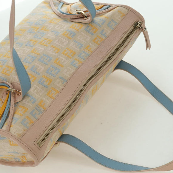 FENDI Zucchino Canvas Hand Bag Pink Gold Auth AMZ369A