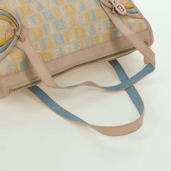 FENDI Zucchino Canvas Hand Bag Pink Gold Auth AMZ369A