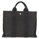 HERMES Her Line PM Hand Bag Canvas Gray Silver Auth AMZ370-2