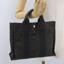 HERMES Her Line PM Hand Bag Canvas Gray Silver Auth AMZ370-22