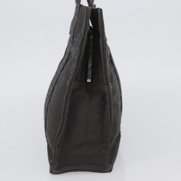 HERMES Her Line PM Hand Bag Canvas Gray Silver Auth AMZ370