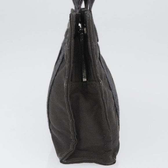 HERMES Her Line PM Hand Bag Canvas Gray Silver Auth AMZ370