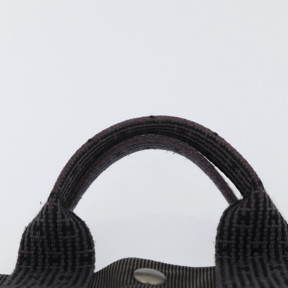 HERMES Her Line PM Hand Bag Canvas Gray Silver Auth AMZ370
