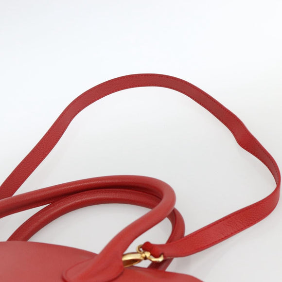 Burberrys Hand Bag Leather 2way Red Gold Auth AMZ371