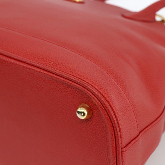 Burberrys Hand Bag Leather 2way Red Gold Auth AMZ371