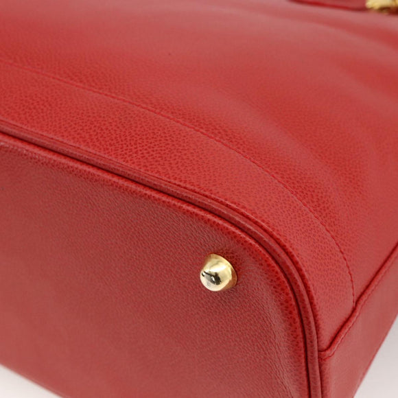 Burberrys Hand Bag Leather 2way Red Gold Auth AMZ371