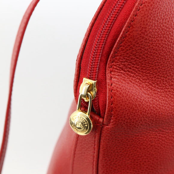 Burberrys Hand Bag Leather 2way Red Gold Auth AMZ371