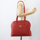 Burberrys Hand Bag Leather 2way Red Gold Auth AMZ371-24