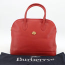Burberrys Hand Bag Leather 2way Red Gold Auth AMZ371-25