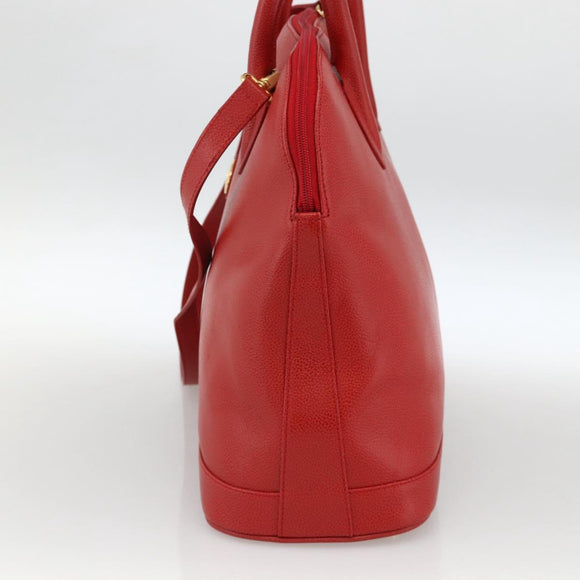 Burberrys Hand Bag Leather 2way Red Gold Auth AMZ371
