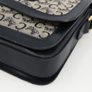 CELINE C Sulky Horse Carriage Shoulder Bag Canvas Navy Gold Auth AMZ372-10