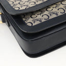 CELINE C Sulky Horse Carriage Shoulder Bag Canvas Navy Gold Auth AMZ372-11