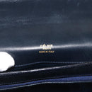 CELINE C Sulky Horse Carriage Shoulder Bag Canvas Navy Gold Auth AMZ372-16