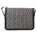 CELINE C Sulky Horse Carriage Shoulder Bag Canvas Navy Gold Auth AMZ372-3