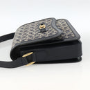 CELINE C Sulky Horse Carriage Shoulder Bag Canvas Navy Gold Auth AMZ372-4