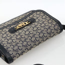 CELINE C Sulky Horse Carriage Shoulder Bag Canvas Navy Gold Auth AMZ372-6