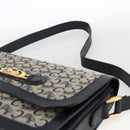 CELINE C Sulky Horse Carriage Shoulder Bag Canvas Navy Gold Auth AMZ372-8