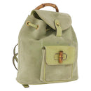 GUCCI Bamboo Backpack Suede Green Gold 003 2058 0030 Auth AMZ374-1