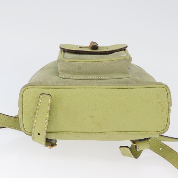 GUCCI Bamboo Backpack Suede Green Gold 003 2058 0030 Auth AMZ374