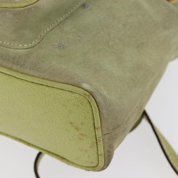 GUCCI Bamboo Backpack Suede Green Gold 003 2058 0030 Auth AMZ374