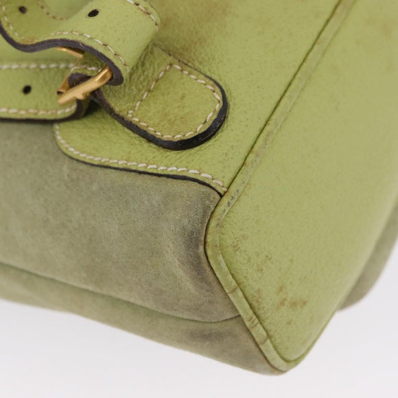 GUCCI Bamboo Backpack Suede Green Gold 003 2058 0030 Auth AMZ374