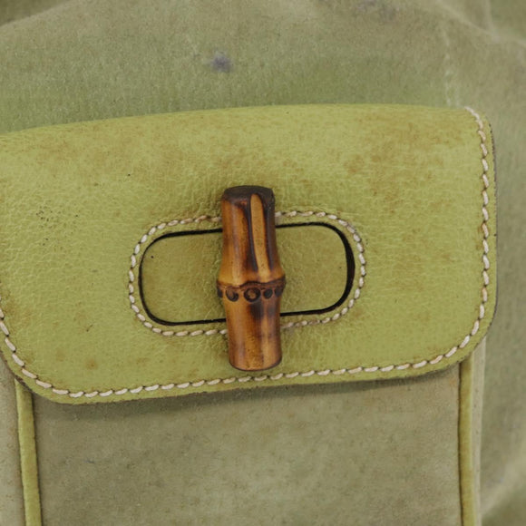 GUCCI Bamboo Backpack Suede Green Gold 003 2058 0030 Auth AMZ374