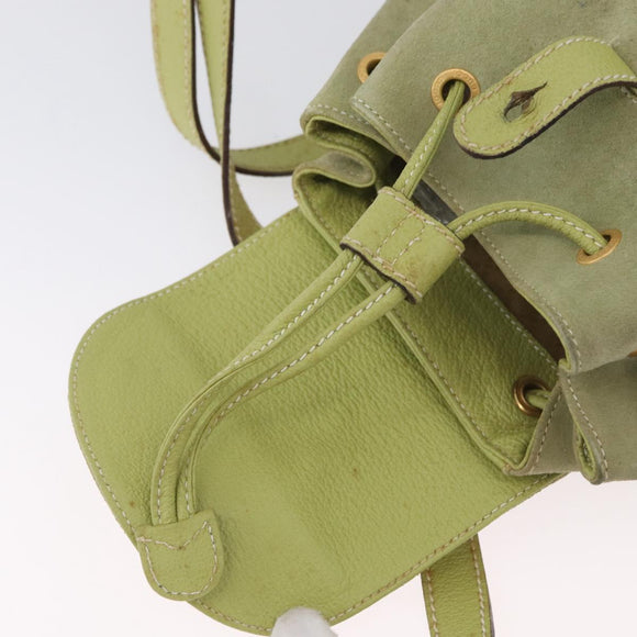 GUCCI Bamboo Backpack Suede Green Gold 003 2058 0030 Auth AMZ374