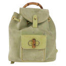 GUCCI Bamboo Backpack Suede Green Gold 003 2058 0030 Auth AMZ374-13