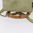 GUCCI Bamboo Backpack Suede Green Gold 003 2058 0030 Auth AMZ374-7