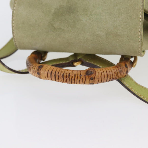 GUCCI Bamboo Backpack Suede Green Gold 003 2058 0030 Auth AMZ374