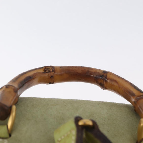 GUCCI Bamboo Backpack Suede Green Gold 003 2058 0030 Auth AMZ374