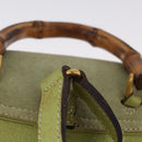 GUCCI Bamboo Backpack Suede Green Gold 003 2058 0030 Auth AMZ374-15