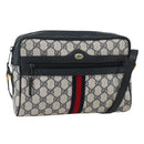 GUCCI GG Supreme Sherry Line Shoulder Bag PVC Navy Gold 24 02 005 Auth AMZ375-1