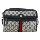GUCCI GG Supreme Sherry Line Shoulder Bag PVC Navy Gold 24 02 005 Auth AMZ375-2