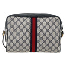 GUCCI GG Supreme Sherry Line Shoulder Bag PVC Navy Gold 24 02 005 Auth AMZ375-3